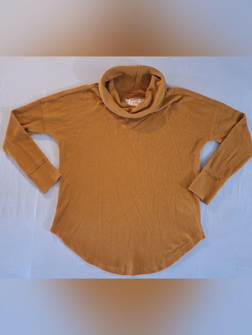 Anthropologie Maeve Ainsley Thermal Cowl Turtleneck Sweater - Mustard Yellow S